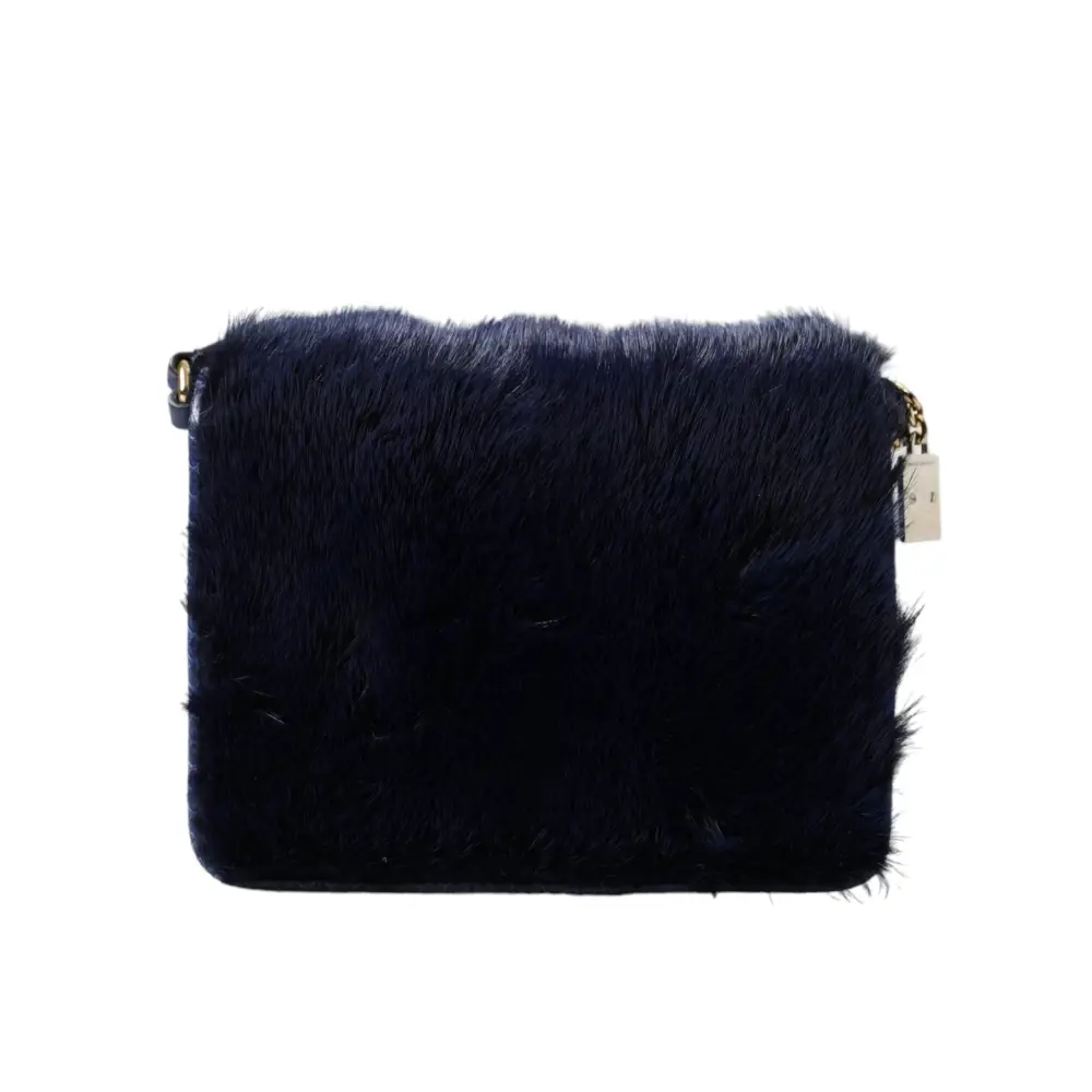 Dolce & Gabbana Dunkelblau Pelz Ayers Lily Twist Crossbody Umhängetasche