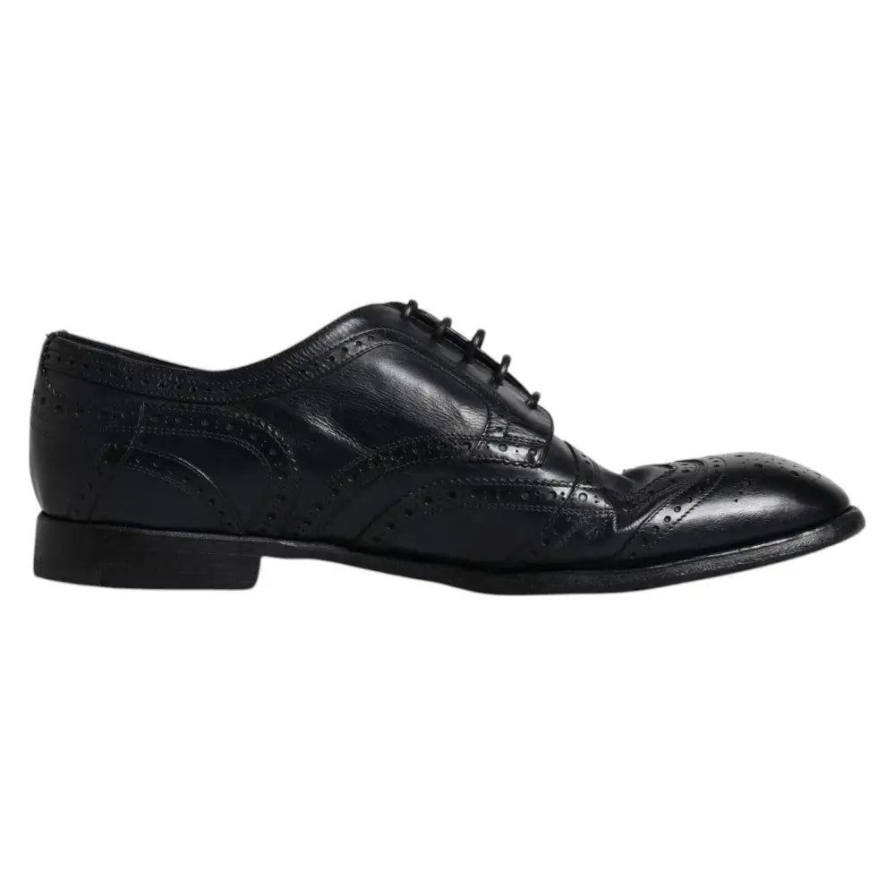 Dolce & Gabbana Dunkelblaue Leder Derby Wingtip Formelle Schuhe - EU44/US11