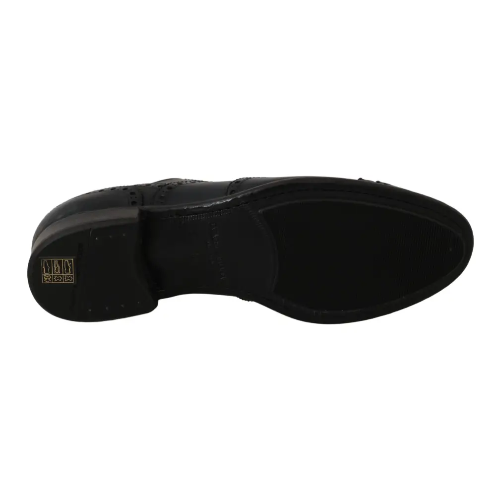 Dolce & Gabbana Dunkelblaue Leder Wingtip Oxford Dress Schuhe