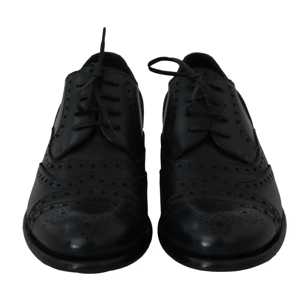 Dolce & Gabbana Dunkelblaue Leder Wingtip Oxford Dress Schuhe