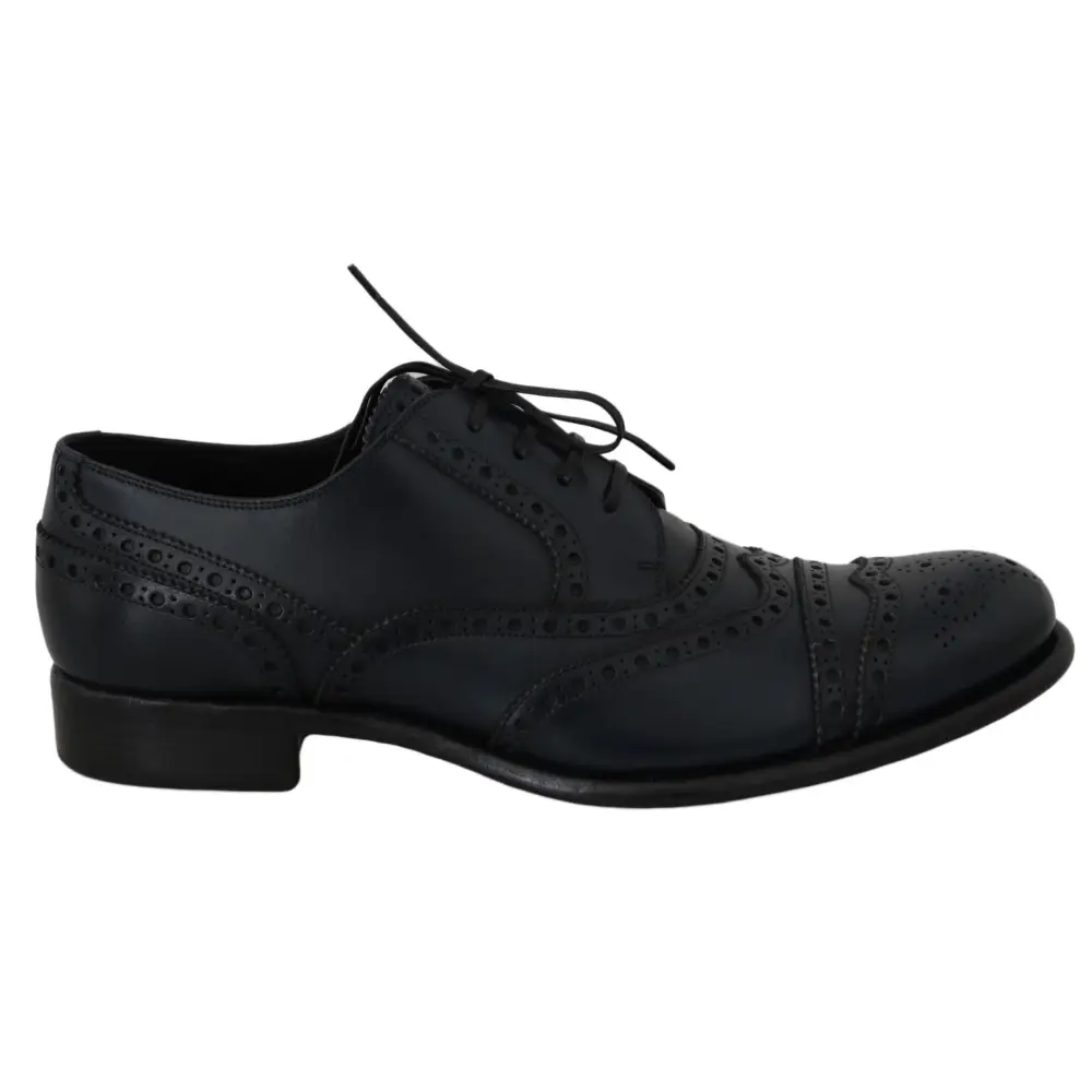 Dolce & Gabbana Dunkelblaue Leder Wingtip Oxford Dress Schuhe
