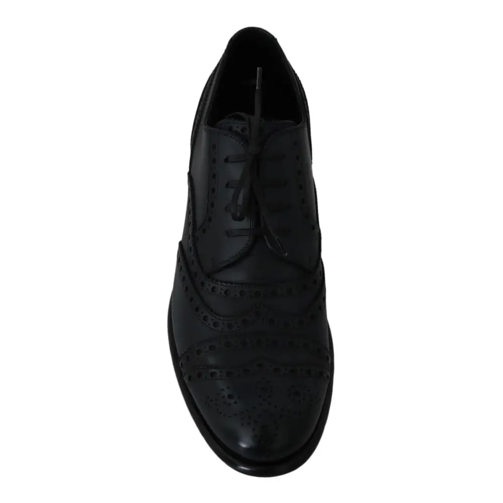 Dolce & Gabbana Dunkelblaue Leder Wingtip Oxford Dress Schuhe