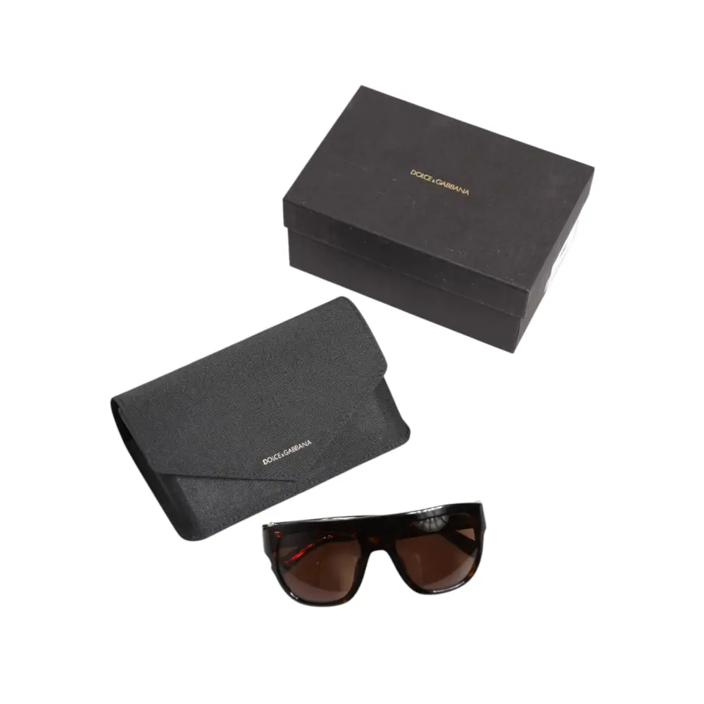 Dolce & Gabbana Dunkelbraune Havanna DG4398F Quadratische Brillenfassung Sonnenbrille