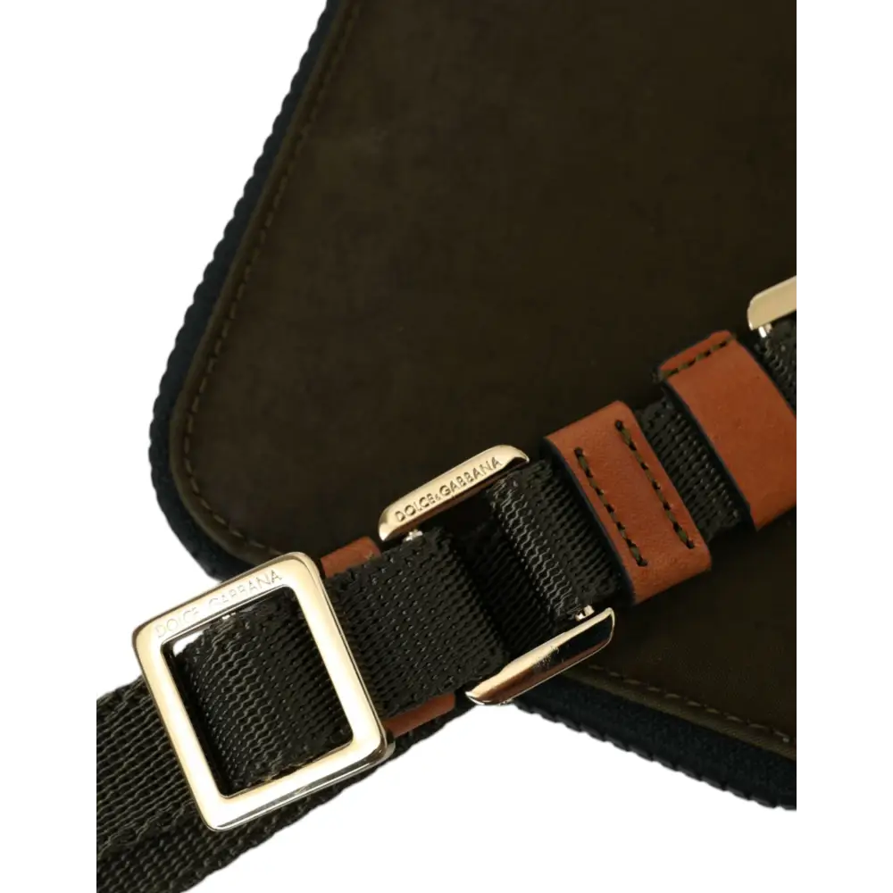 Dolce & Gabbana Dunkelgrünes Nylon Logo Multifunktionsset 2er Set Taschen