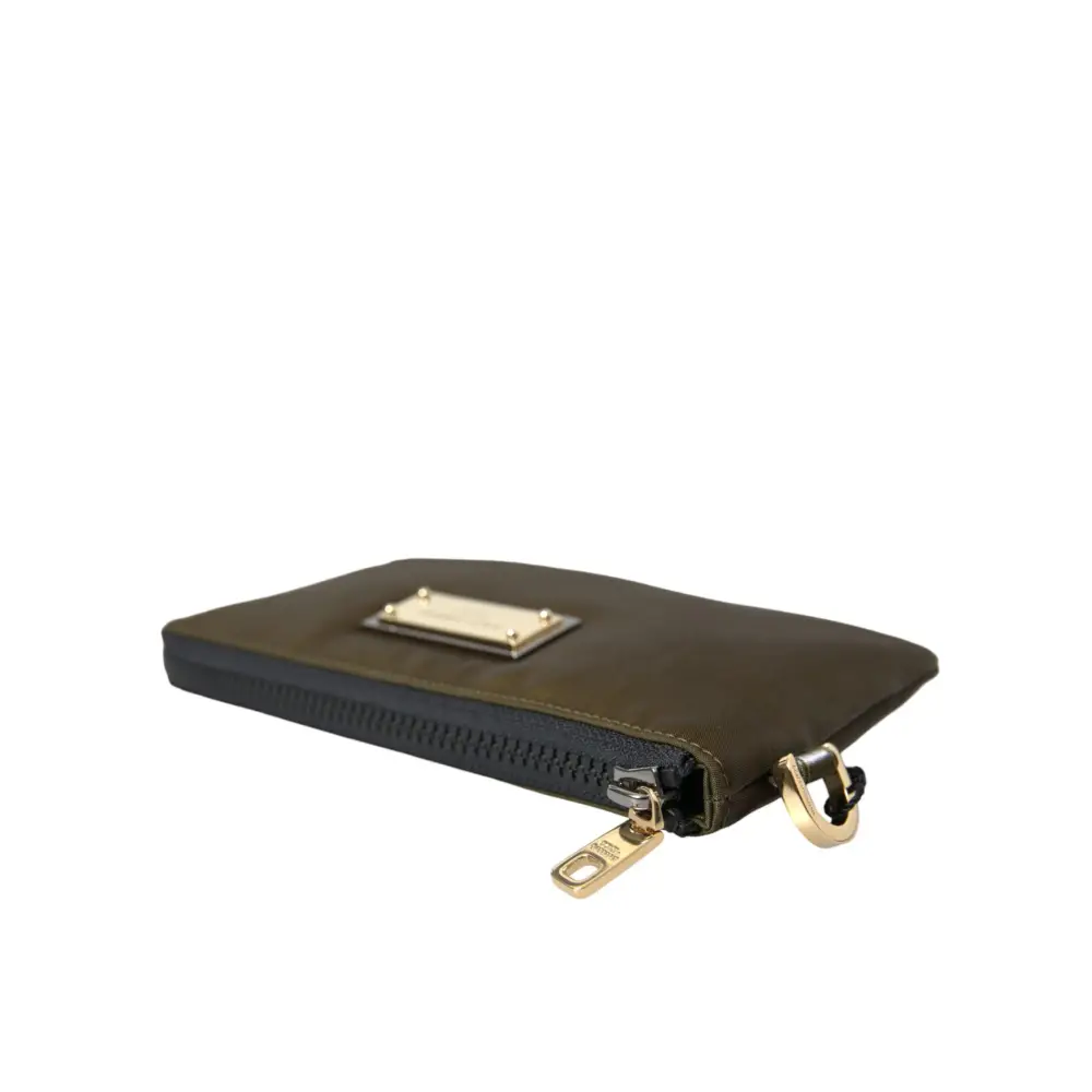 Dolce & Gabbana Dunkelgrünes Nylon Logo Multifunktionsset 2er Set Taschen