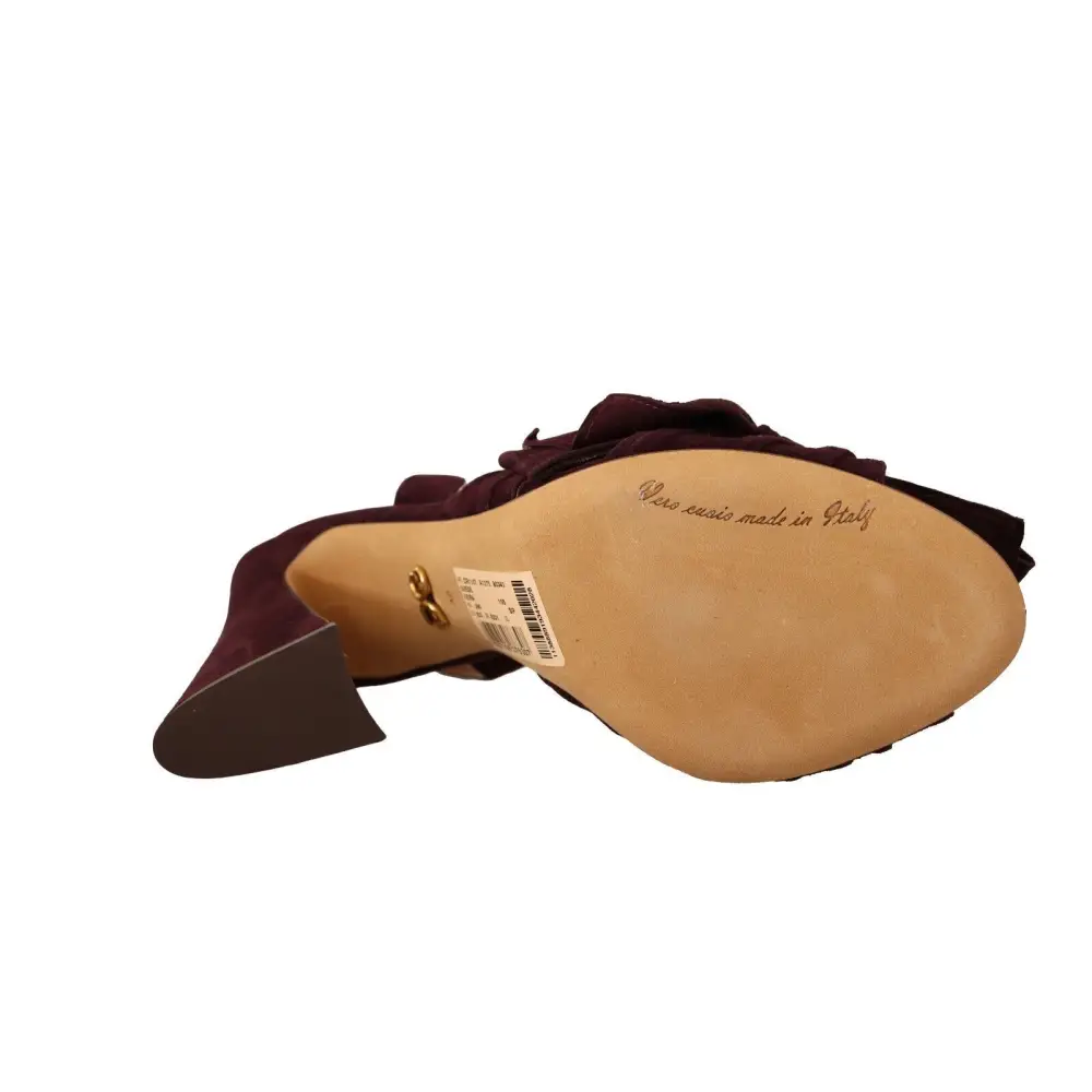 Dolce & Gabbana Dunkellila Wildleder Riemchensandalen Schuhe - EU39/US8.5