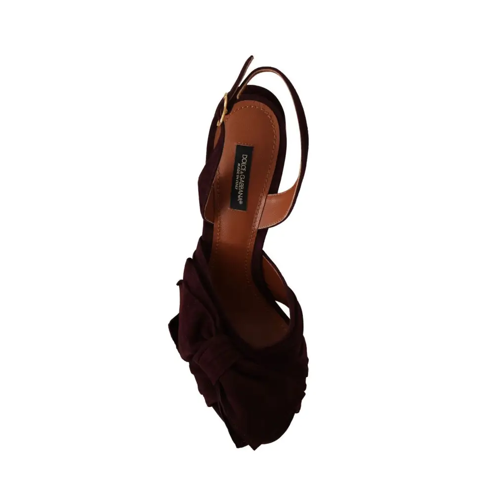 Dolce & Gabbana Dunkellila Wildleder Riemchensandalen Schuhe - EU39/US8.5