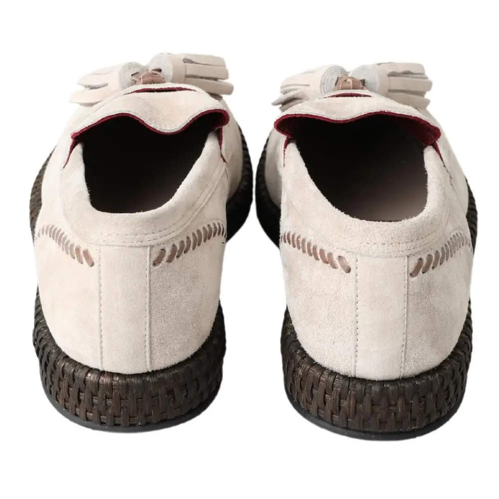 Dolce & Gabbana Elfenbeinfarbene Wildleder Herren Espadrille Schuhe - EU43/US10