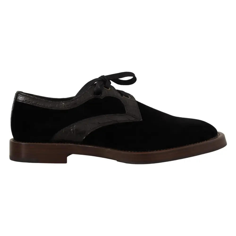 Dolce & Gabbana Exotische Lederschuhe aus schwarzem Samt - EU44/US11