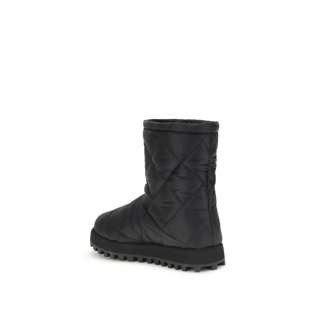 Dolce & Gabbana Flache Stiefel aus schwarzem Polyamid
