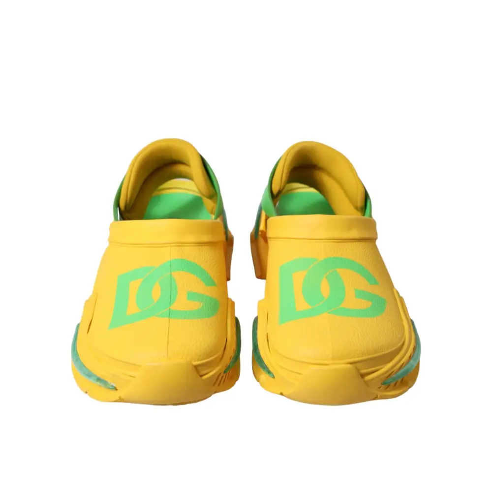 Dolce & Gabbana Gelb Grün Gummi Clogs Männer Pantoffeln Männer Schuhe - EU44/US11