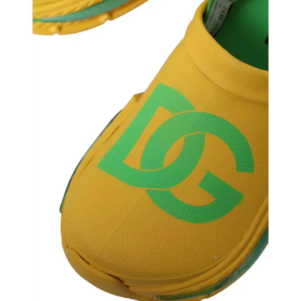 Dolce & Gabbana Gelb Grün Gummi Clogs Männer Pantoffeln Männer Schuhe - EU44/US11