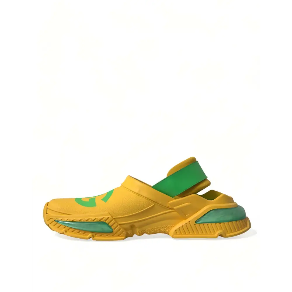 Dolce & Gabbana Gelb Grün Gummi Clogs Männer Pantoffeln Männer Schuhe - EU44/US11