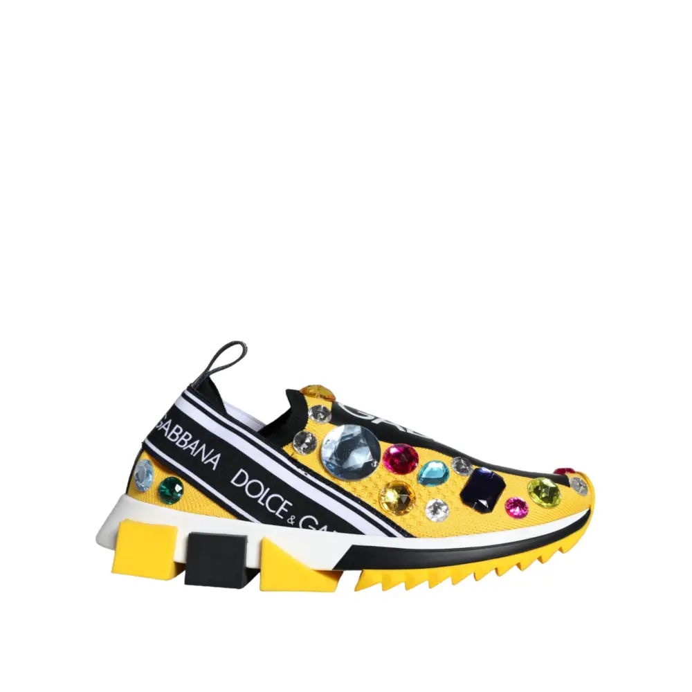 Dolce & Gabbana Gelb Sorrento Crystals Sneakers Damen Schuhe