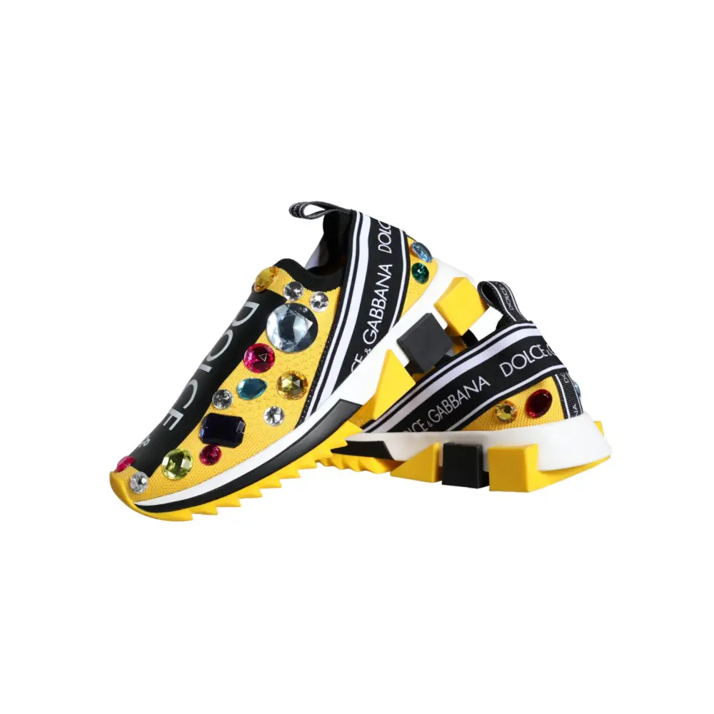 Dolce & Gabbana Gelb Sorrento Crystals Sneakers Damen Schuhe
