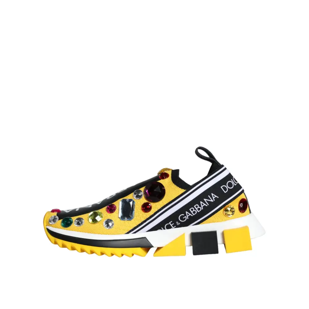 Dolce & Gabbana Gelb Sorrento Crystals Sneakers Damen Schuhe