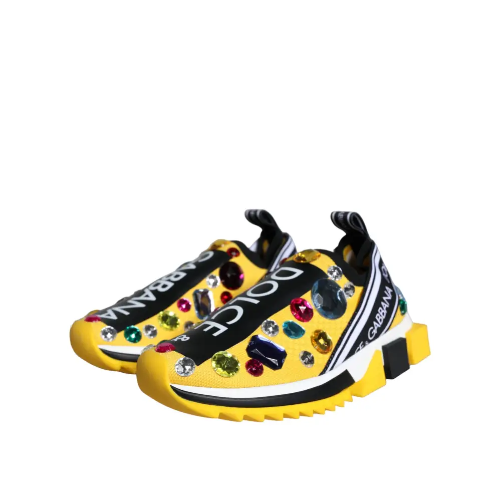 Dolce & Gabbana Gelb Sorrento Crystals Sneakers Damen Schuhe