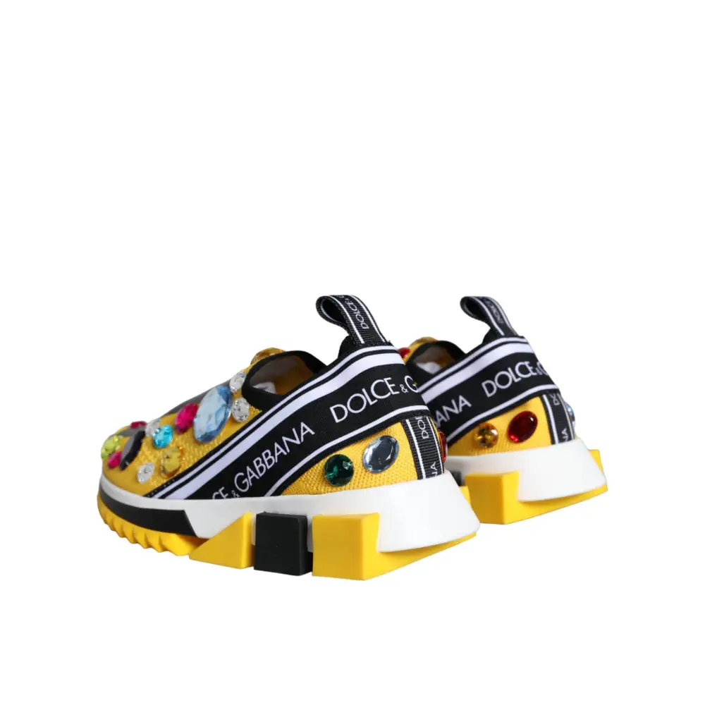 Dolce & Gabbana Gelb Sorrento Crystals Sneakers Damen Schuhe