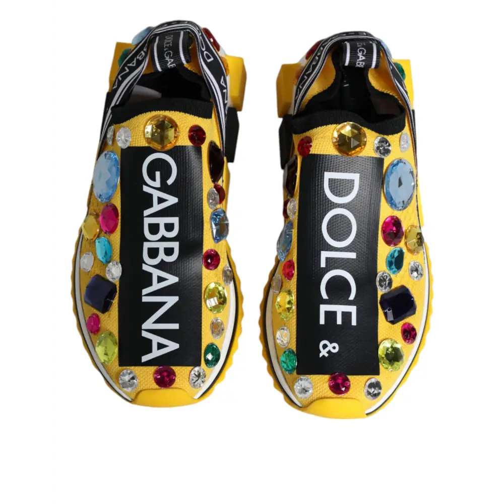 Dolce & Gabbana Gelb Sorrento Kristalle Low Top Turnschuhe Schuhe - EU36.5/US6