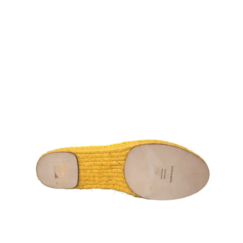 Dolce & Gabbana Gelb Taormina Lace Espadrille Loafers Flats Schuhe