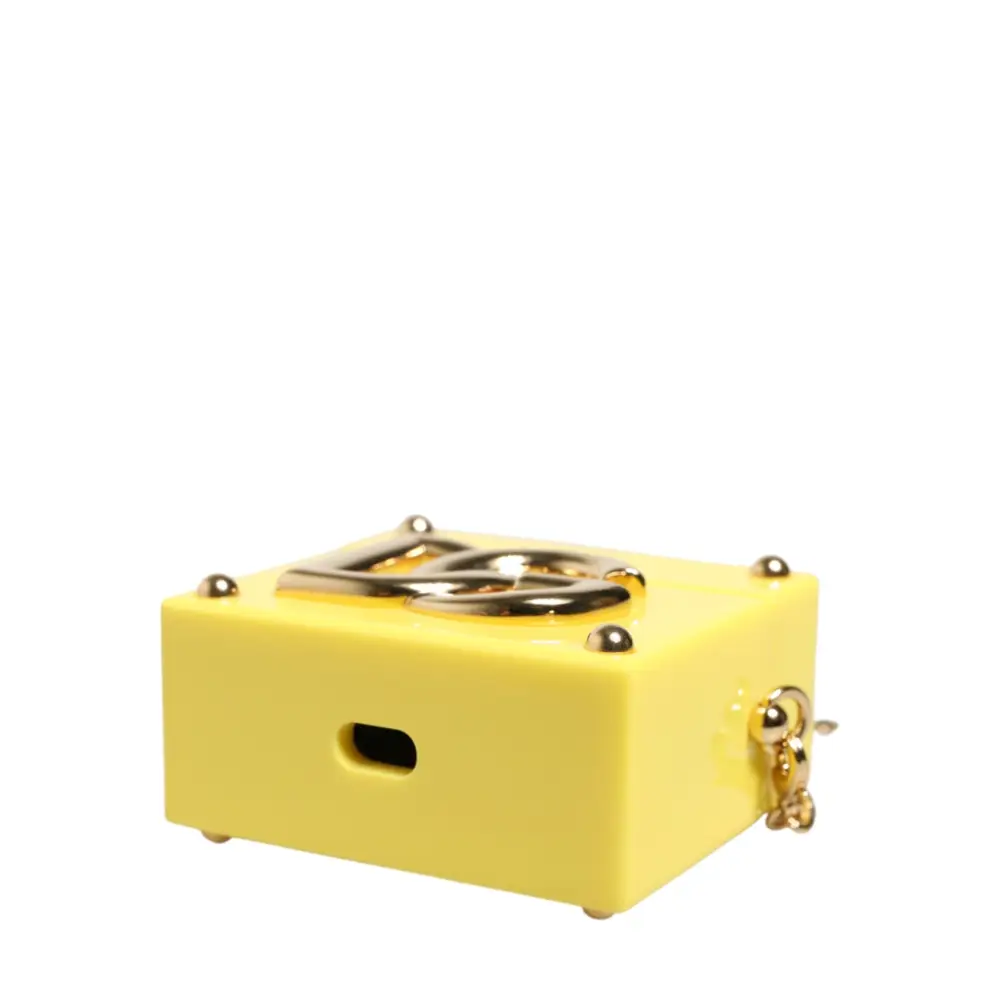 Dolce & Gabbana Gelbe AirPods-Hülle mit DG-Logo-Plakette und Goldkette