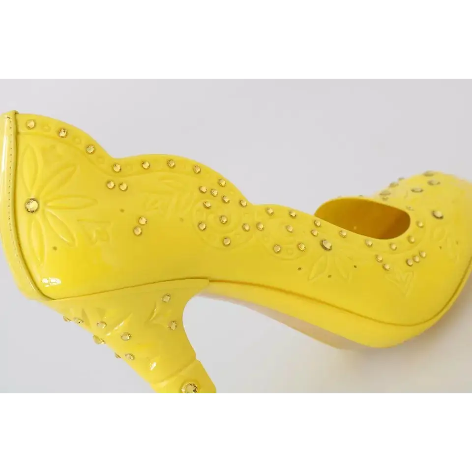 Dolce & Gabbana Gelbe Crystal Heels CINDERELLA Schuhe - EU37.5/US7