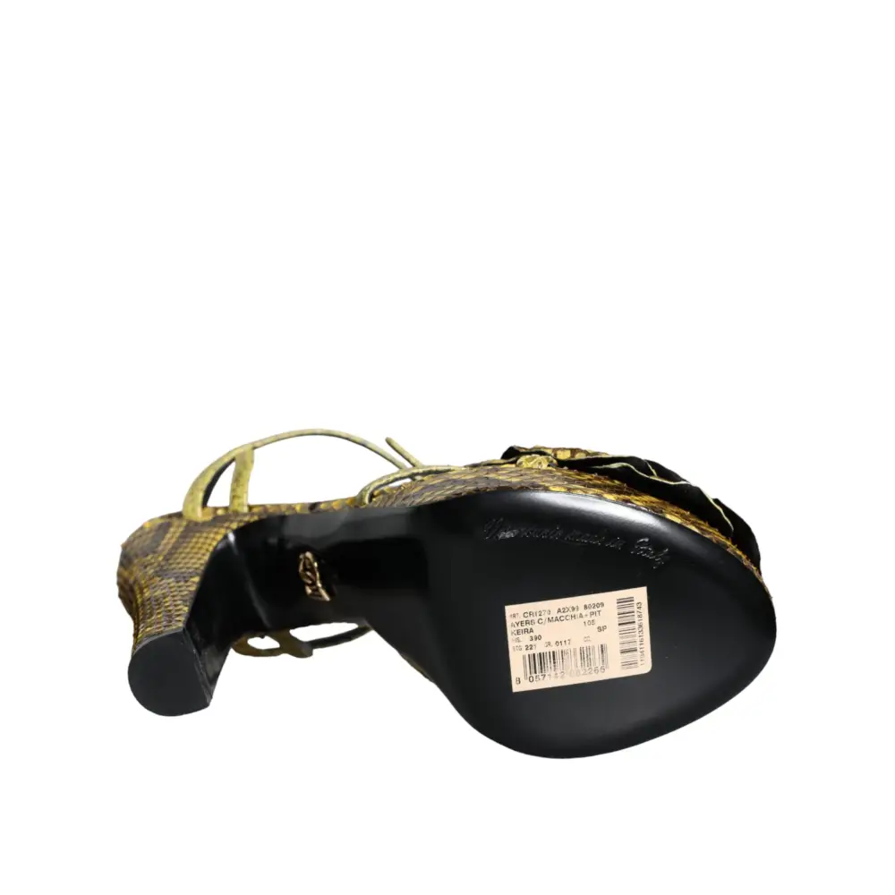 Dolce & Gabbana Gelbe Exotische Leder Knöchelriemen Heels Sandalen Schuhe - EU39/US8.5