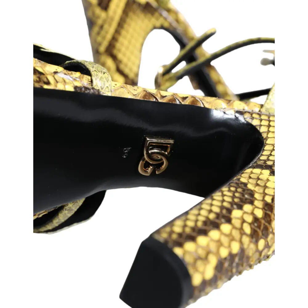 Dolce & Gabbana Gelbe Exotische Leder Knöchelriemen Heels Sandalen Schuhe - EU39/US8.5