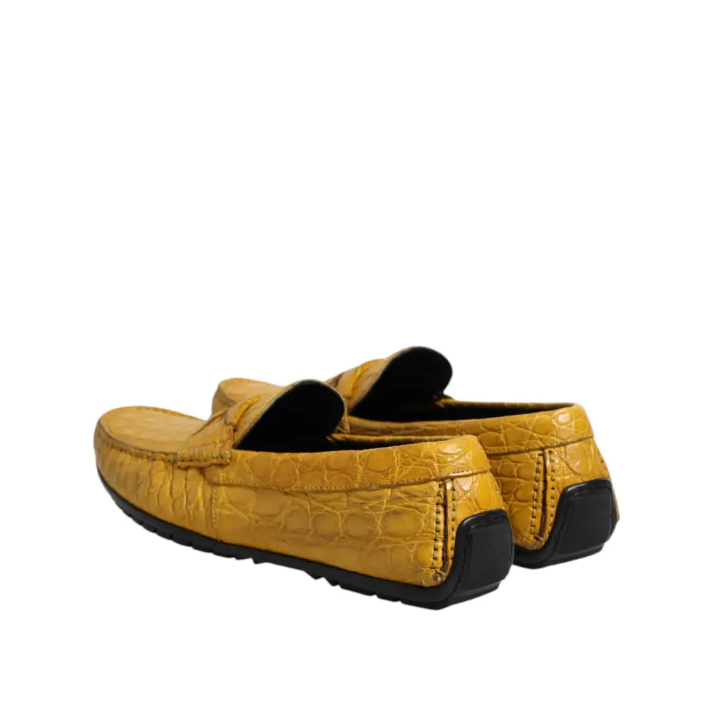 Dolce & Gabbana Gelbe Exotische Leder Loafers Slip On Schuhe - EU41/US8