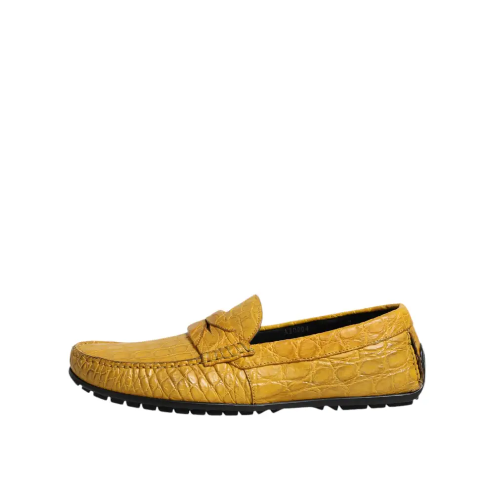 Dolce & Gabbana Gelbe Exotische Leder Loafers Slip On Schuhe - EU41/US8