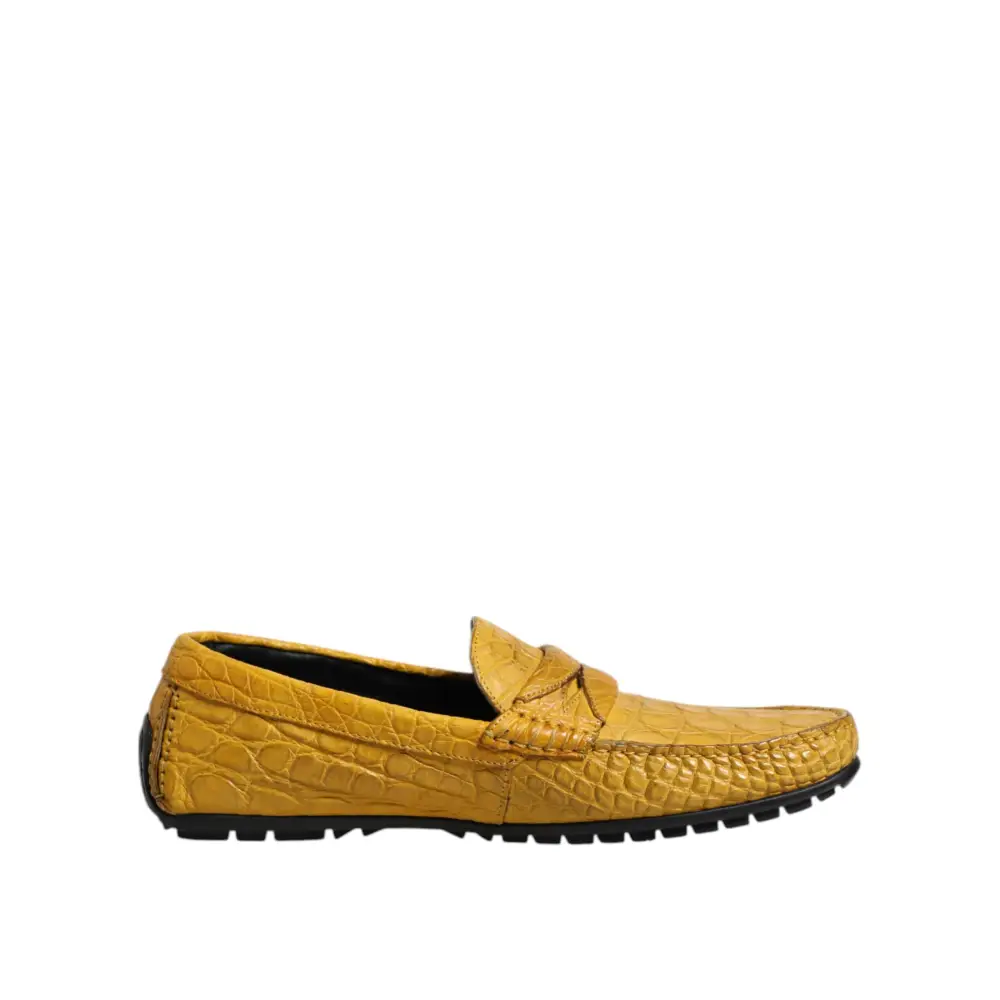 Dolce & Gabbana Gelbe Exotische Leder Loafers Slip On Schuhe - EU41/US8