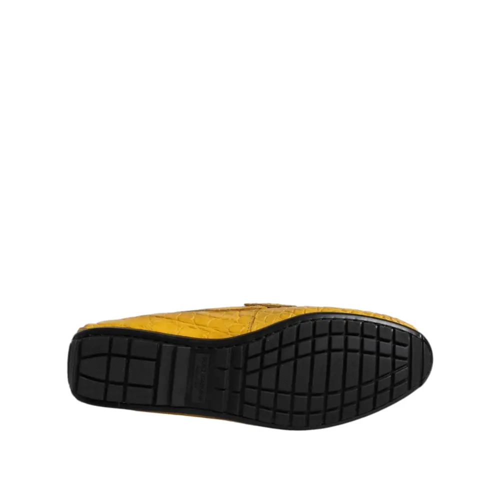 Dolce & Gabbana Gelbe Exotische Leder Loafers Slip On Schuhe - EU41/US8