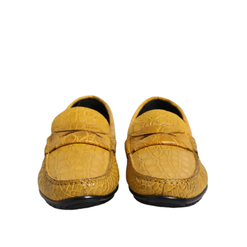 Dolce & Gabbana Gelbe Exotische Leder Loafers Slip On Schuhe - EU41/US8