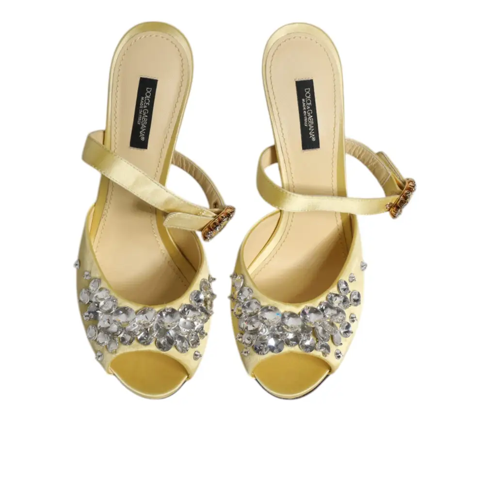 Dolce & Gabbana Gelbe Kristall Pantoletten KEIRA Sandalen Schuhe - EU39/US8.5