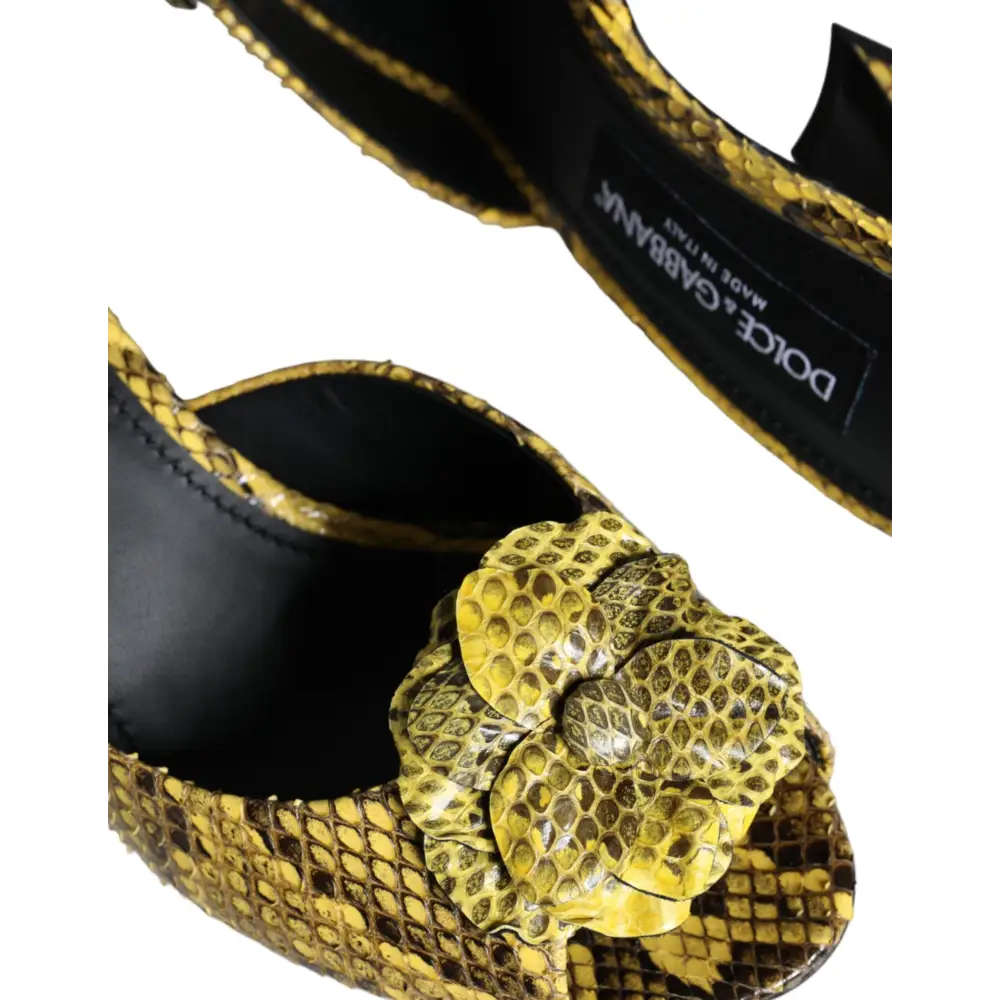 Dolce & Gabbana Gelbe Leder Blockabsatz Pantoletten Schuhe - EU39/US8.5