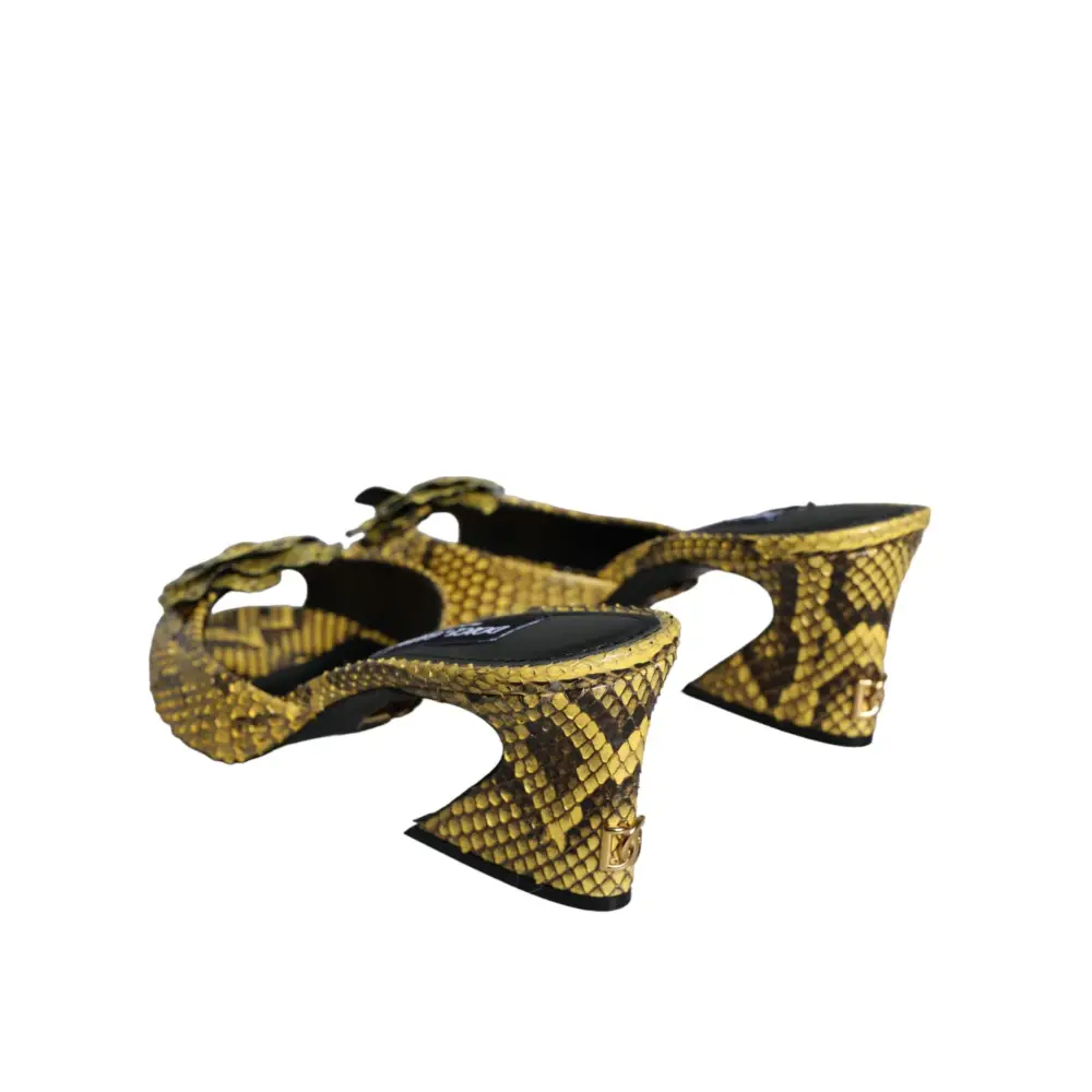Dolce & Gabbana Gelbe Leder Blockabsatz Pantoletten Schuhe - EU39/US8.5