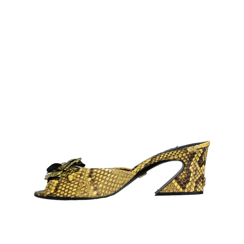 Dolce & Gabbana Gelbe Leder Blockabsatz Pantoletten Schuhe - EU39/US8.5