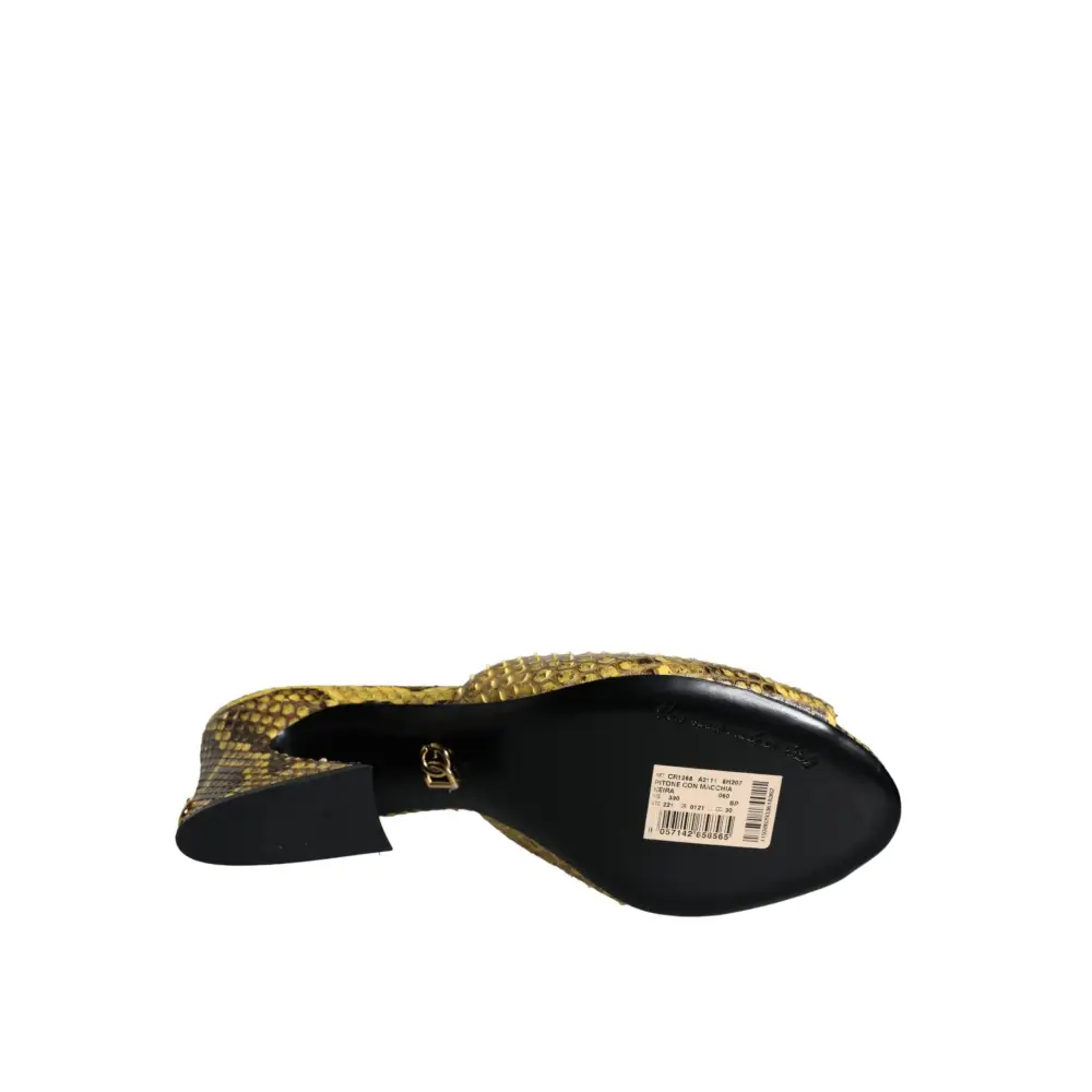 Dolce & Gabbana Gelbe Leder Blockabsatz Pantoletten Schuhe - EU39/US8.5