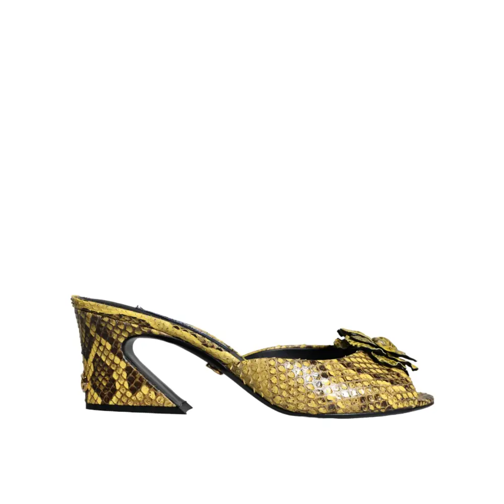 Dolce & Gabbana Gelbe Leder Blockabsatz Pantoletten Schuhe - EU39/US8.5