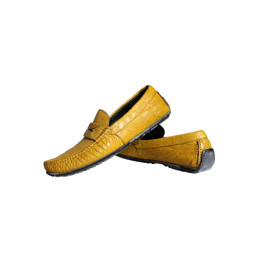 Dolce & Gabbana Gelbe Leder Slip Mocassin Loafers Schuhe
