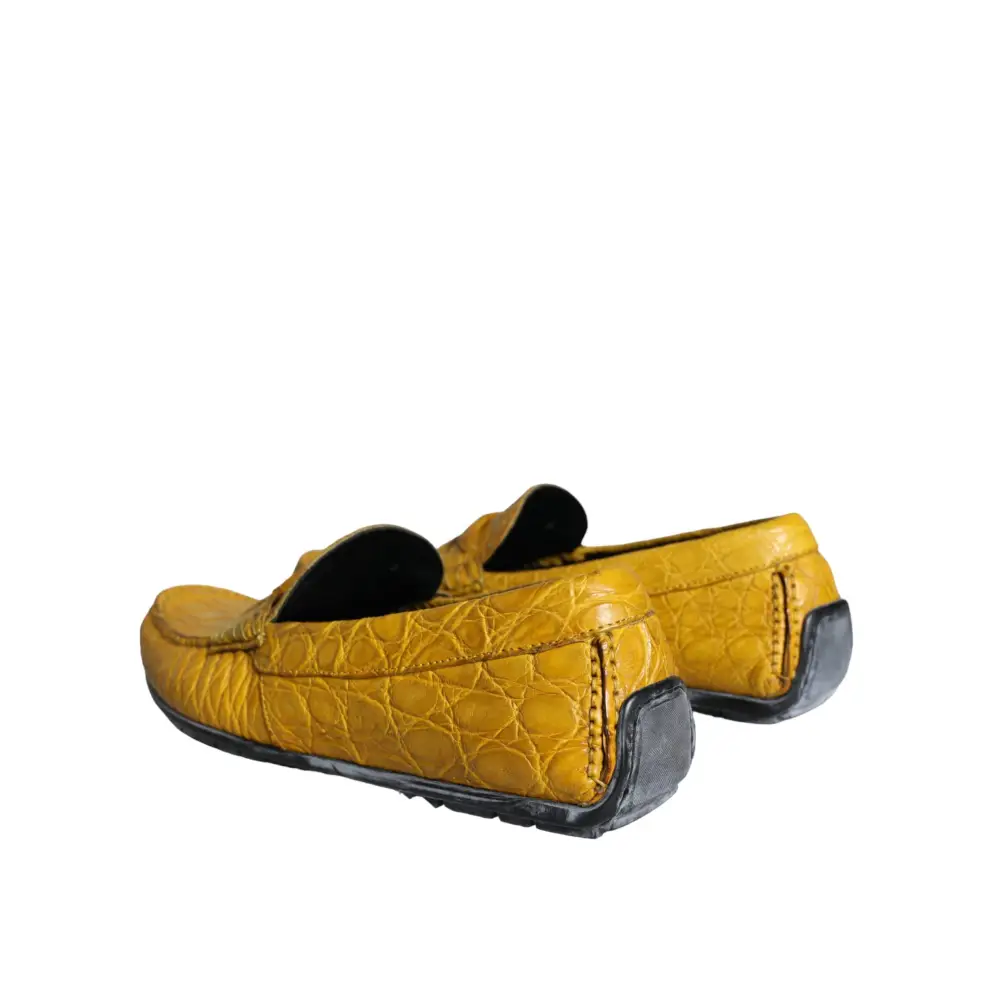 Dolce & Gabbana Gelbe Leder Slip Mocassin Loafers Schuhe