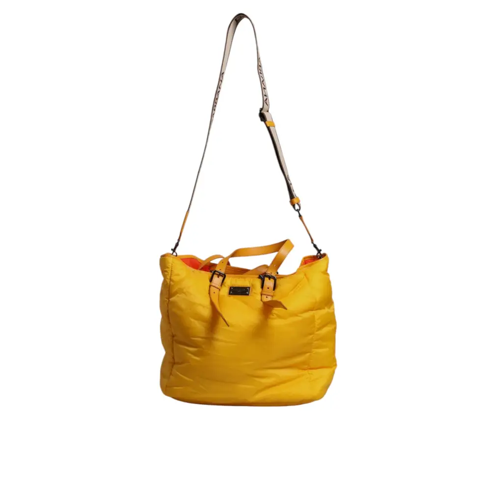 Dolce & Gabbana Gelbe Orange Nylon Logo Plaque Hand Umhängetasche