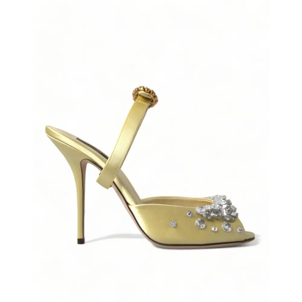 Dolce & Gabbana Gelbe Satin-Kristall Mary Janes Sandalen