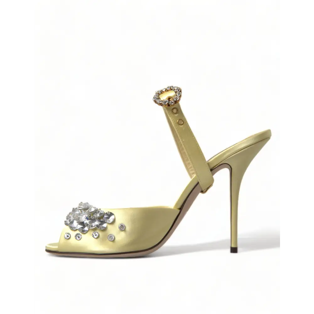 Dolce & Gabbana Gelbe Satin-Kristall Mary Janes Sandalen