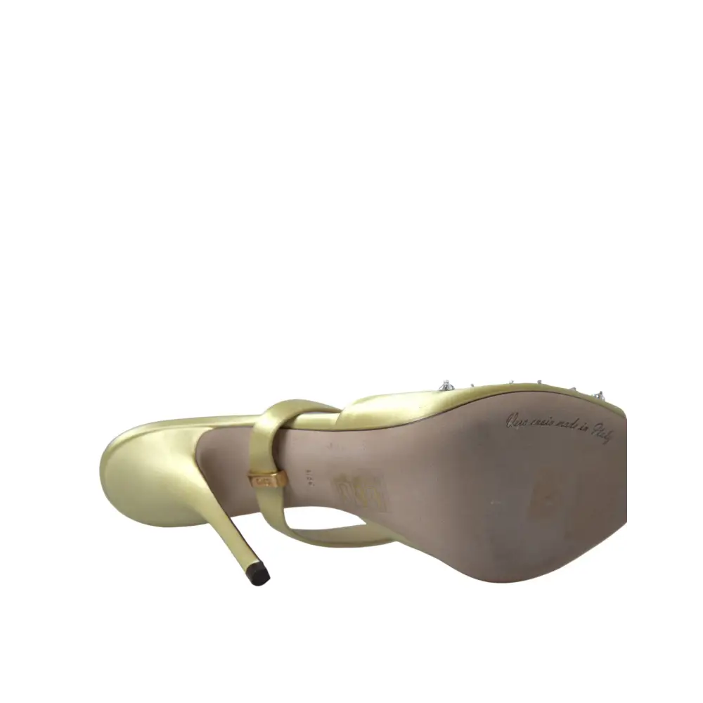 Dolce & Gabbana Gelbe Satin-Kristall Mary Janes Sandalen