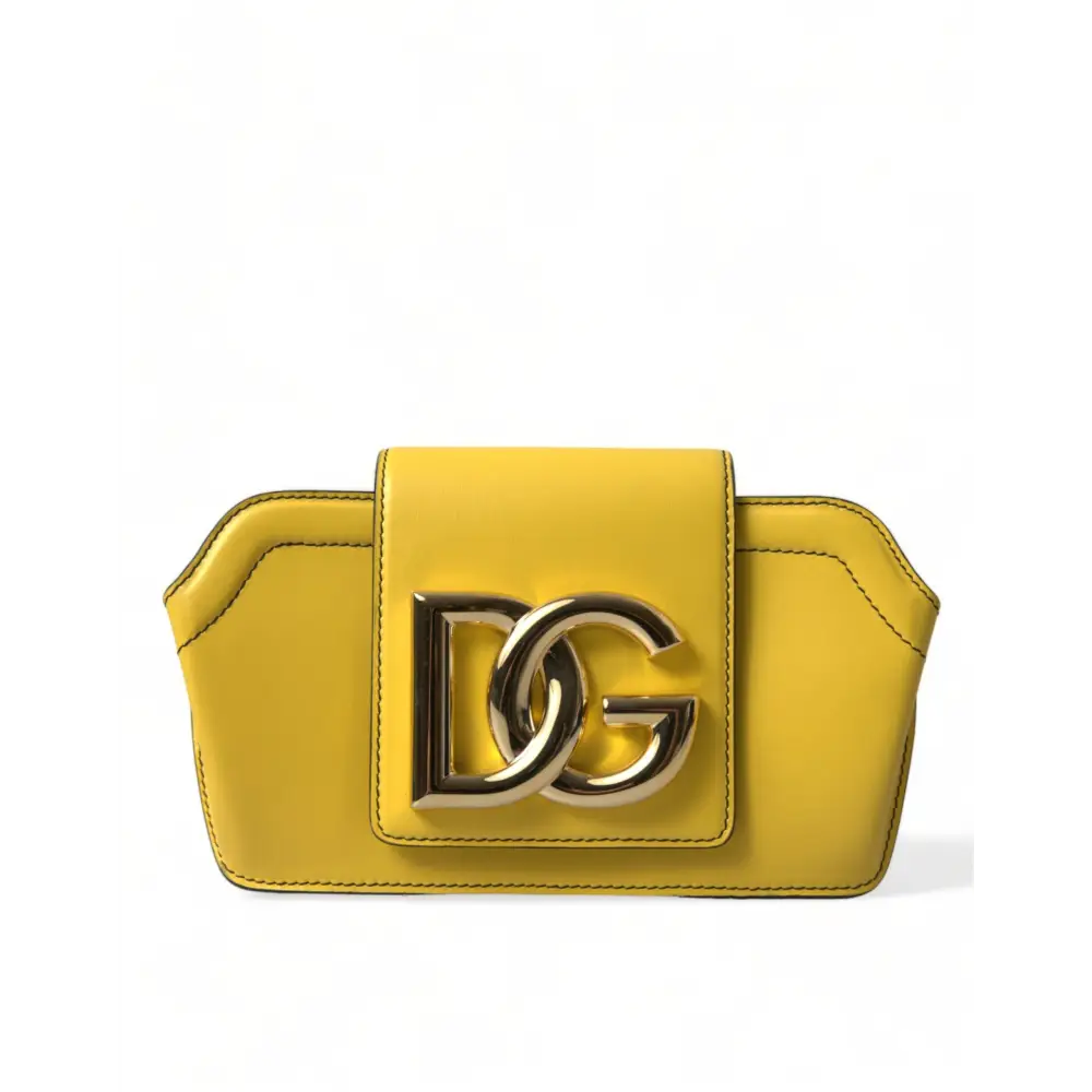 Dolce & Gabbana Gelbes Glattleder DG Logo Clutch Crossbody Case Tasche