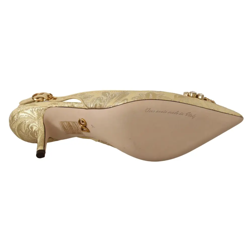 Dolce & Gabbana Gold Kristall Slingbacks Pumps Heels Schuhe