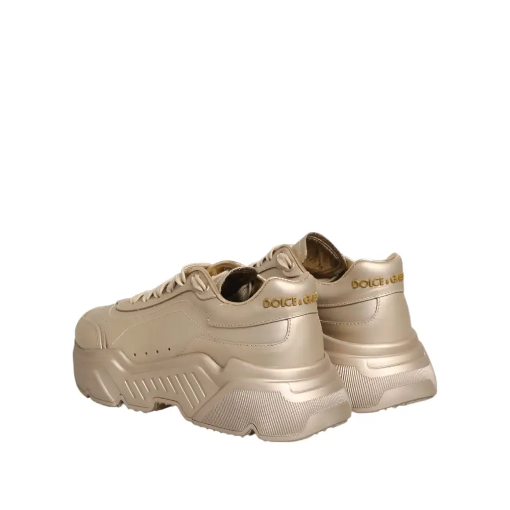 Dolce & Gabbana Gold Leder Daymaster Damen Sneaker Schuhe