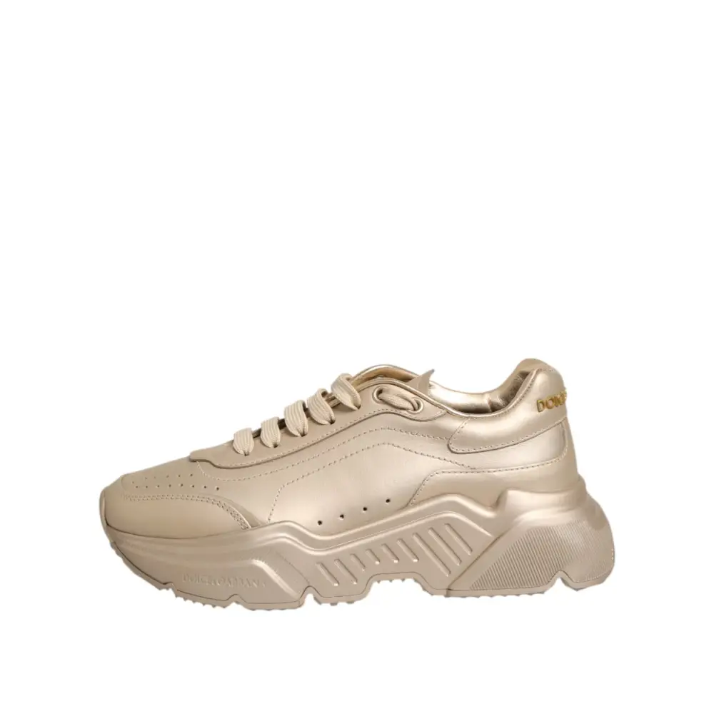 Dolce & Gabbana Gold Leder Daymaster Damen Sneaker Schuhe
