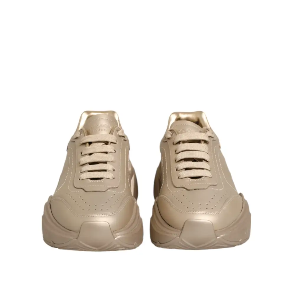 Dolce & Gabbana Gold Leder Daymaster Damen Sneaker Schuhe
